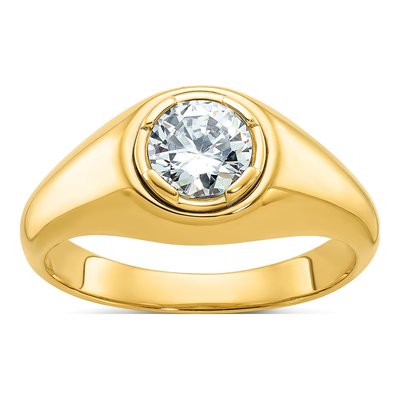 Men's 14K Yellow Gold 1 ct tw Lab-Grown Diamond Round Ring