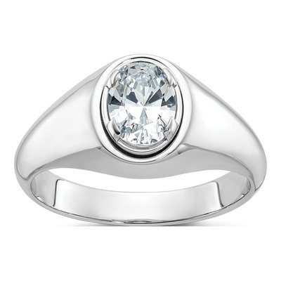 Men's 10K White Gold Oval Diamond Ring Mounting