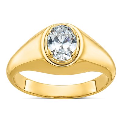 Men's 10K Yellow Gold Oval Diamond Ring Mounting