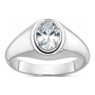 Men's 14K White Gold Oval Ring Mounting