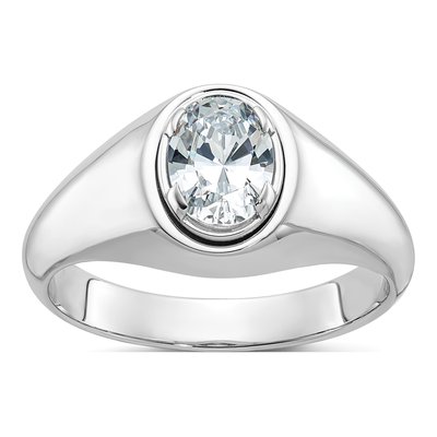 Men's 14K White Gold 1 ct tw Lab-Grown Diamond Oval Ring