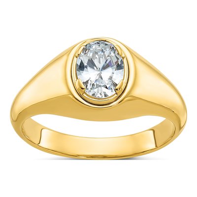 Men's 14K Yellow Gold 1 ct tw Lab-Grown Diamond Oval Ring