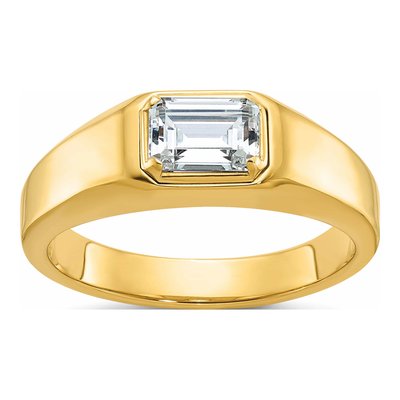 Men's 14K Yellow Gold Emerald-Cut Ring Mounting