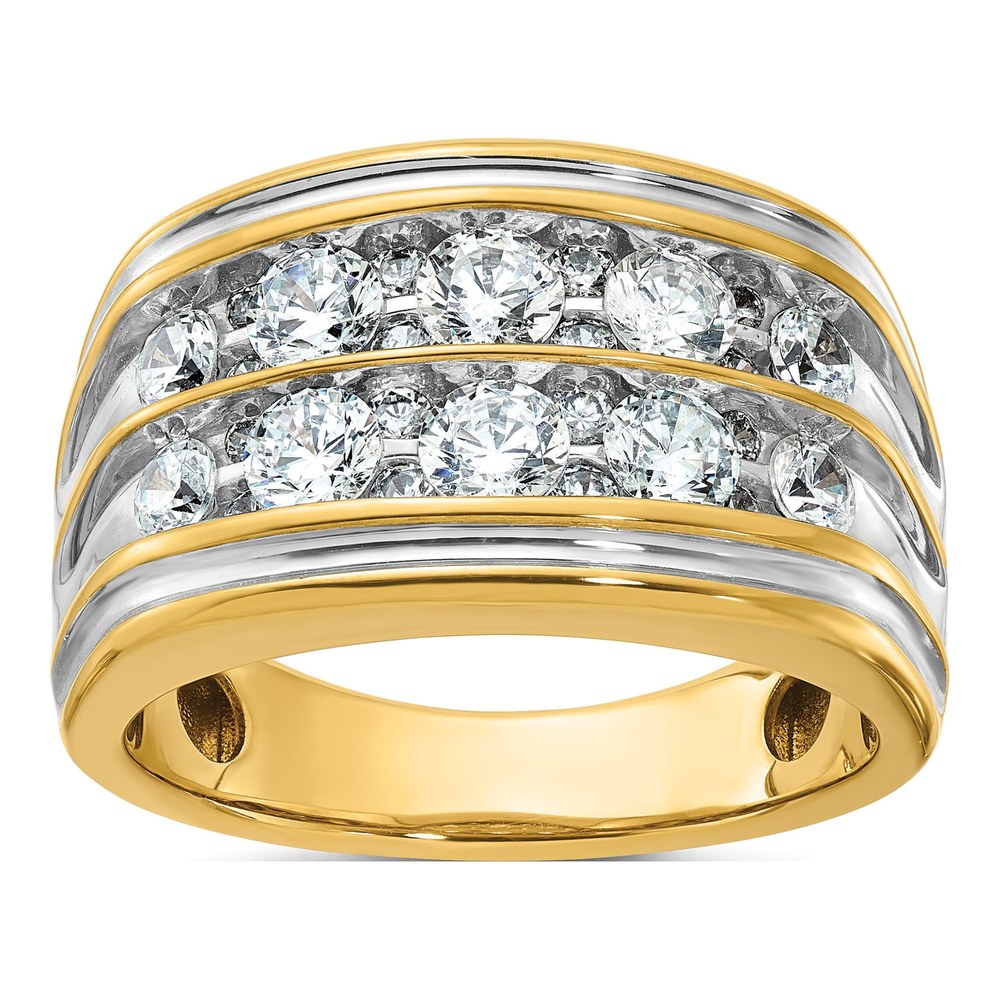 IBGoodman 14K Yellow Gold 2-Row Diamond Men's Ring