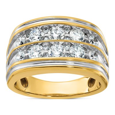 Men's 14K Yellow Gold 2 ct tw 2-Row Diamond Ring