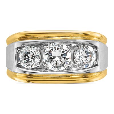 Men's 14K Two-Tone Gold 3-Stone Ring Mounting – view 6