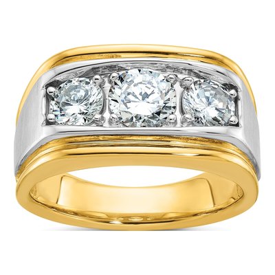 Men's 14K Two-Tone Gold 3-Stone Ring Mounting