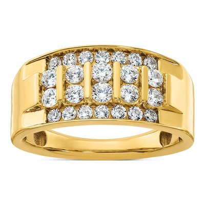 Men's 14K Yellow Gold Diamond 4-Row Ring Mounting