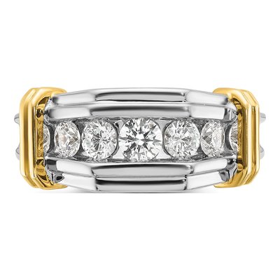 Men's 14K Two-Tone Gold 1 ct tw Lab-Grown Diamond Five Grooved Ring – view 6