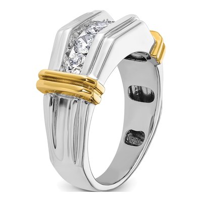Men's 14K Two-Tone Gold 1 ct tw Lab-Grown Diamond Five Grooved Ring – view 8