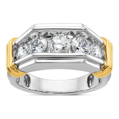 Men's 14K Two-Tone Gold 5-Stone Ring Mounting