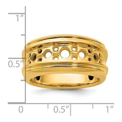 Men's 14K Yellow Gold Grooved Ring Mounting – view 3