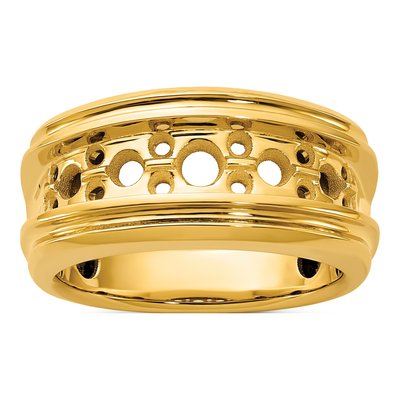 Men's 14K Yellow Gold Grooved Ring Mounting