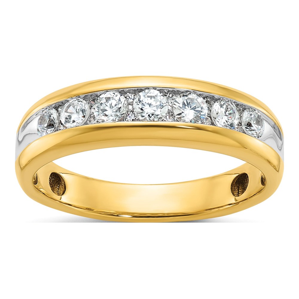 Ibgoodman 14K With White Rhodium 1 1/2 Carat Lab Grown Diamond Vs/si+ G+ Seven Stone Complete Polished Men's Ring