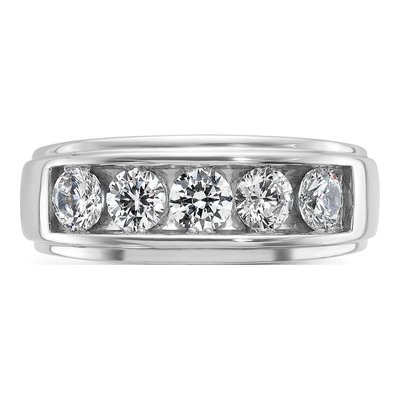 Men's 14K White Gold 5-Stone Diamond Ring Mounting – view 6