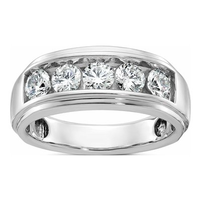 Men's 14K White Gold 5-Stone Diamond Ring Mounting