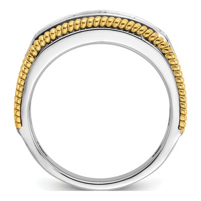 Men's 14K Two-Tone Gold 1 ct tw Lab-Grown Diamond Five Textured Ring – view 2