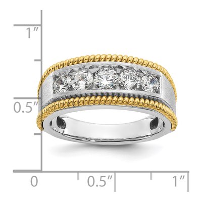 Men's 14K Two-Tone Gold 1 ct tw Lab-Grown Diamond Five Textured Ring – view 3