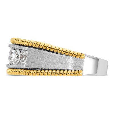 Men's 14K Two-Tone Gold 1 ct tw Lab-Grown Diamond Five Textured Ring – view 5