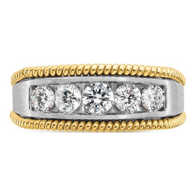 Men's 14K Two-Tone Gold 1 ct tw Lab-Grown Diamond Five Textured Ring – view 6