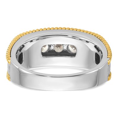 Men's 14K Two-Tone Gold 1 ct tw Lab-Grown Diamond Five Textured Ring – view 7