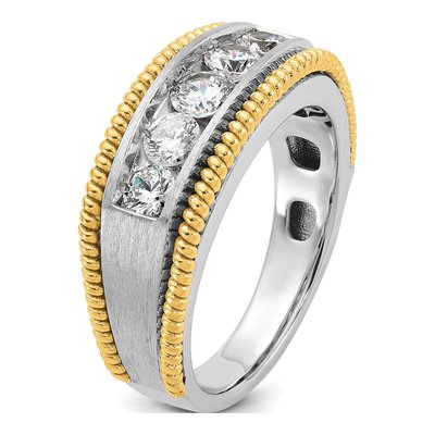 Men's 14K Two-Tone Gold 1 ct tw Lab-Grown Diamond Five Textured Ring – view 8
