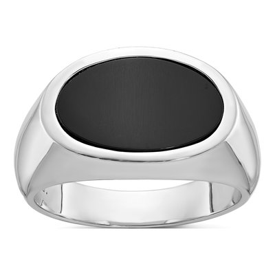 Men's 14K White Gold Oval Onyx Ring Mounting