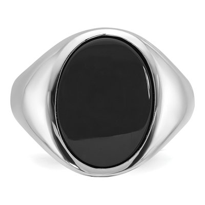 Men's 14K White Gold Oval Onyx Ring Mounting – view 6