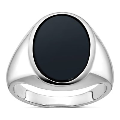 Men's 14K White Gold Oval Onyx Ring Mounting