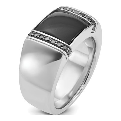 Men's 14K White Gold Onyx Black Diamond Ring Mounting – view 8