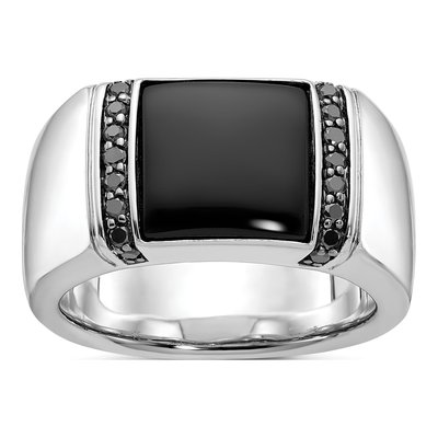 Men's 14K White Gold Onyx Black Diamond Ring Mounting