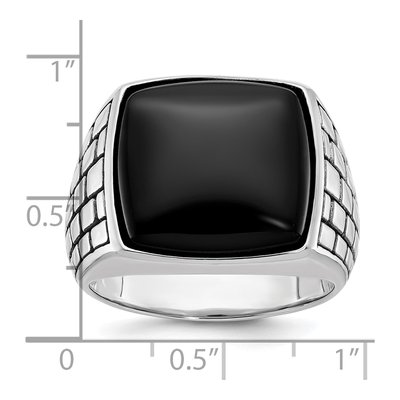 Men's 14K White Gold Cushion Onyx Ring Mounting – view 3