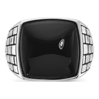 Men's 14K White Gold Cushion Onyx Ring Mounting – view 6