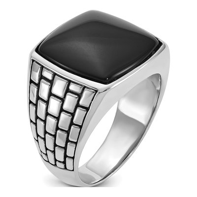 Men's 14K White Gold Cushion Onyx Ring Mounting – view 8
