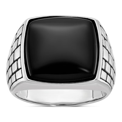 Men's 14K White Gold Cushion Onyx Ring Mounting