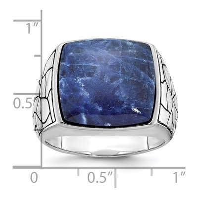 Men's 14K White Gold Cushion Sodalite Ring Mounting – view 2