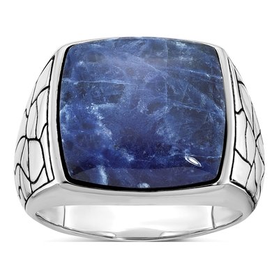Men's 14K White Gold Cushion Sodalite Ring Mounting