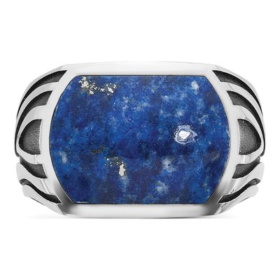 Men's 14K White Gold Lapis Ring Mounting – view 6