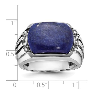 Men's 14K White Gold Lapis Diamond Ring Mounting – view 2