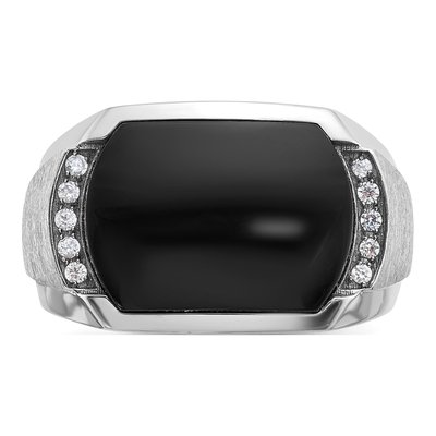Men's 14K White Gold Onyx Diamond Ring Mounting – view 6