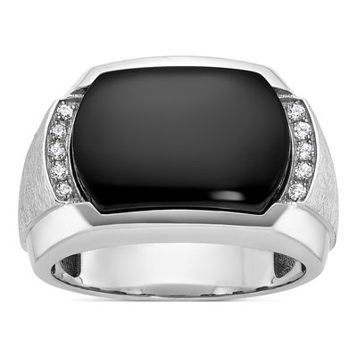 Men's 14K White Gold Onyx Diamond Ring Mounting