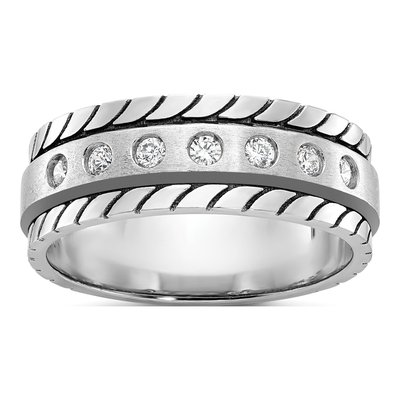 Men's 14K White Gold Diamond Ring Mounting