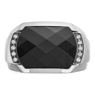 Men's 14K White Gold Onyx Diamond Ring Mounting – view 6