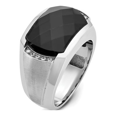 Men's 14K White Gold Onyx Diamond Ring Mounting – view 8