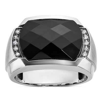Men's 14K White Gold Onyx Diamond Ring Mounting