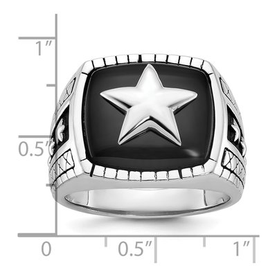 Men's 14K White Gold Onyx Star Ring Mounting – view 3