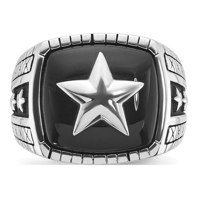 Men's 14K White Gold Onyx Star Ring Mounting – view 6