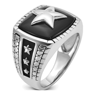 Men's 14K White Gold Onyx Star Ring Mounting – view 8