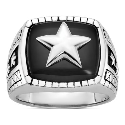 Men's 14K White Gold Onyx Star Ring Mounting