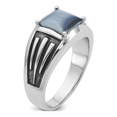 Men's 14K White Gold Cat's Eye Ring Mounting – view 8
